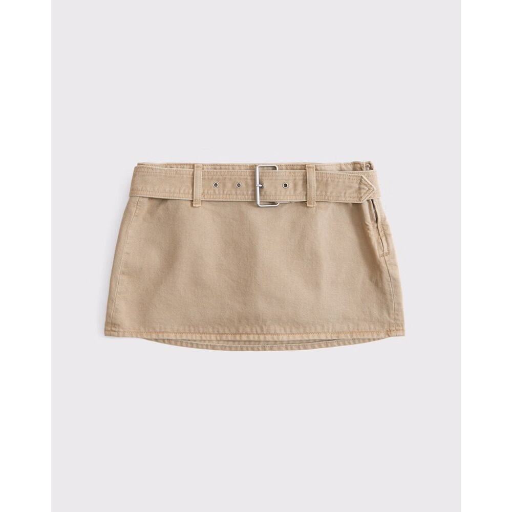 NWT Abercrombie & Fitch Low Rise Belted Denim Mini Skort Size 34